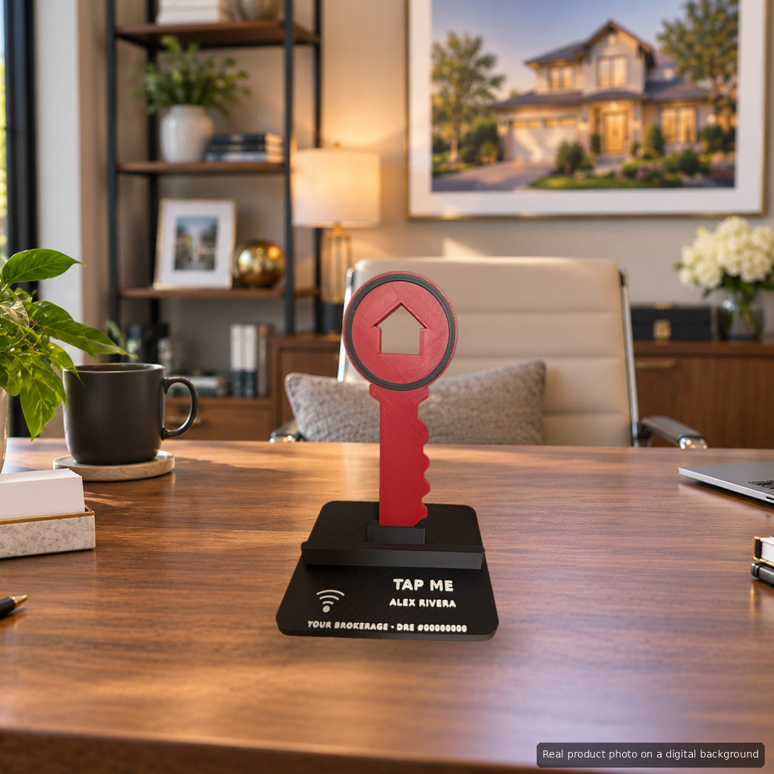 Key Phone Stand on a realtor's office desk (real product photo on a digital background)