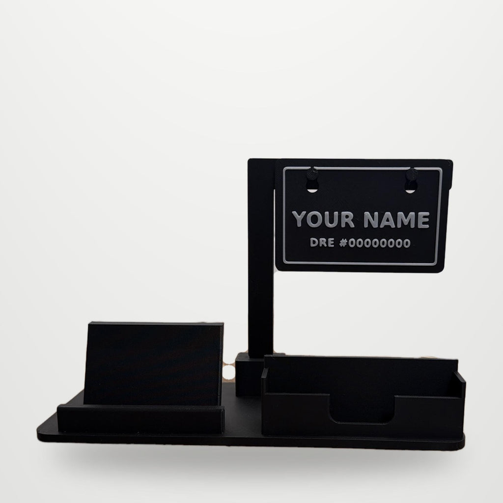 Card sign desk holder on a studio background